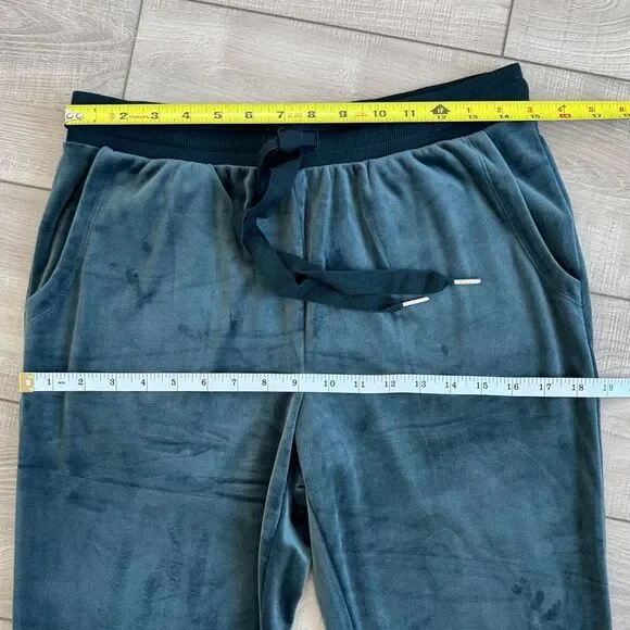 Alfani Intimates Women"s Velvet Drawstring Dark Teal Sweatpants, size Small - Picture 3 of 12